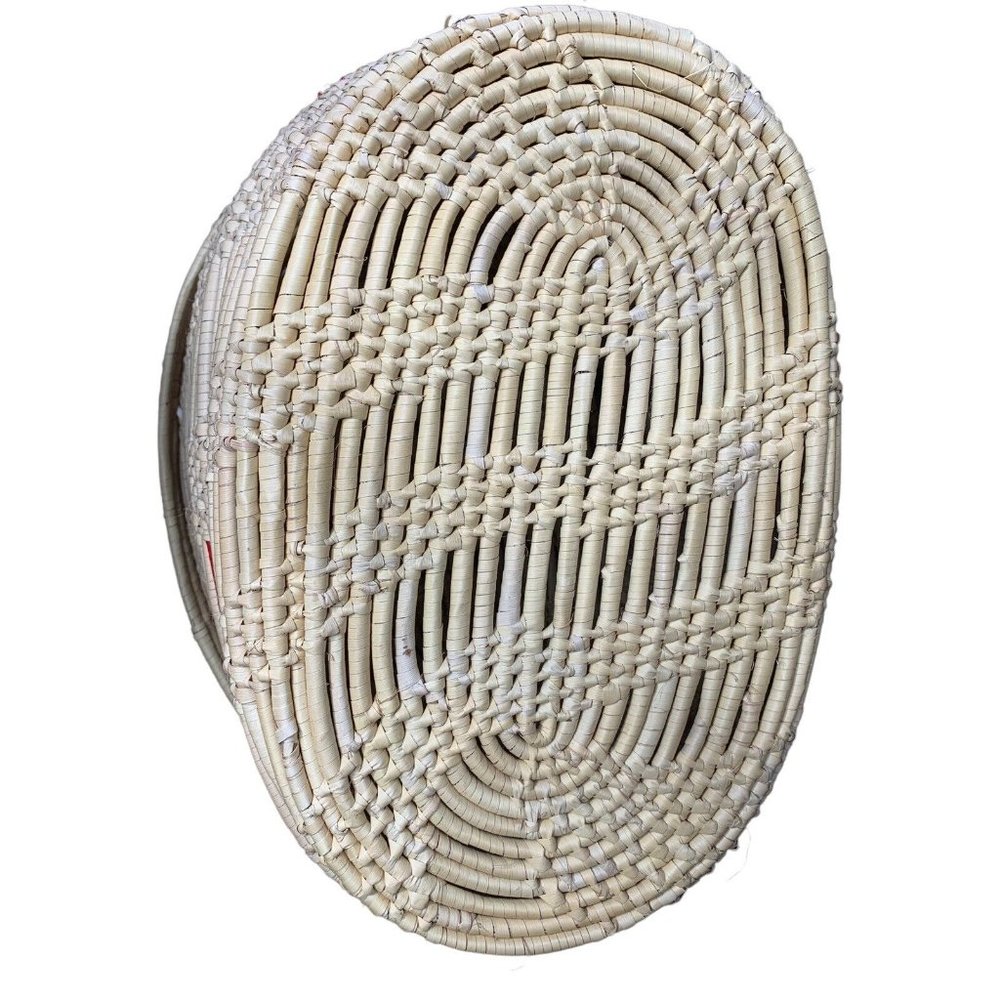 Woven Wicker Oval Large Storage Basket Handles Lid Aztec Boho Southweste… - Picture 3 of 6